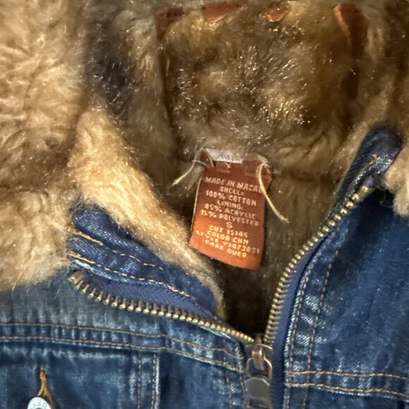 Guess Y2K Women's Denim Jacket Faux Fur Collar Sherpa Lined Vintage Size Small - Picture 4 of 12